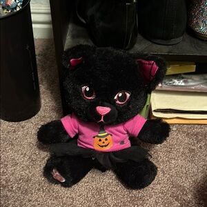Build-A-Bear Halloween Black Teddy with Pink Accents
